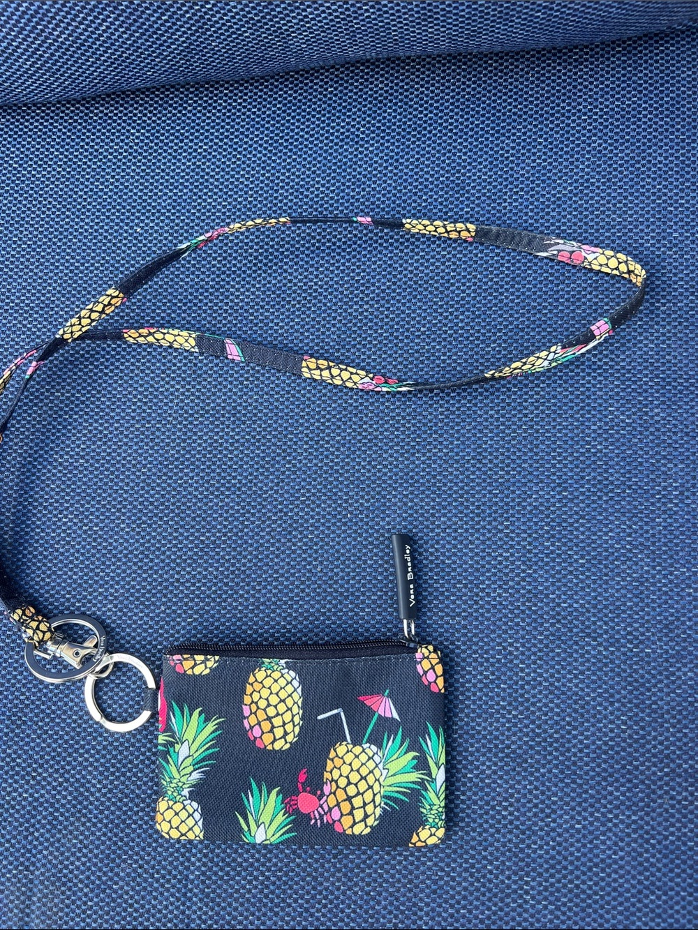 Vera Bradley Black Wristlet Card Holder with Yellow Pineapple Print